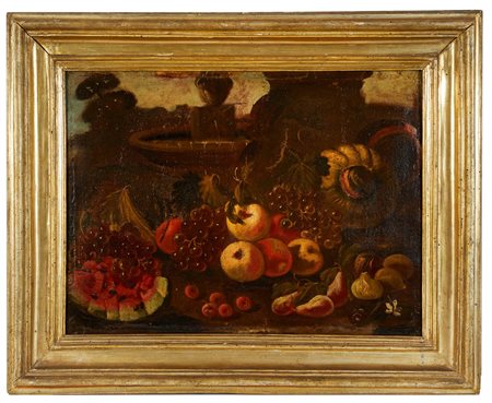Giovanni Battista Castelli (ambito di) (Bologna,  - Sens, 1583) Coppia di nature morte Olio su tela Cm cadauna 49x65