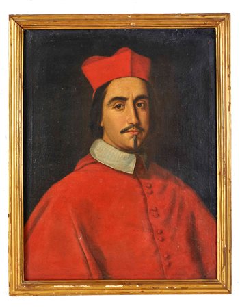 Jacob Ferdinand Voet (attribuito a) (Anversa, 1639 - Parigi, 1689) "Ritratto di cardinale" Olio su tela Cm 73,5x61