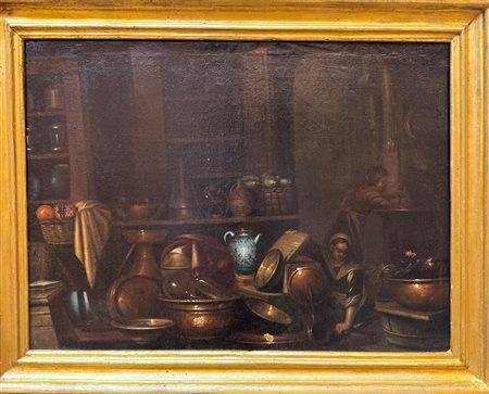 Gian Domenico  Valentino (Roma , 1639 - Imola, 1715) "Natura morta" Olio su tela Cm 48x66