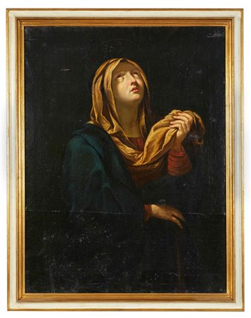 Guido  Reni (seguace di) (Bologna, 1575 - Bologna, 1642) “Madonna in estasi” Olio su tela Cm 98x75