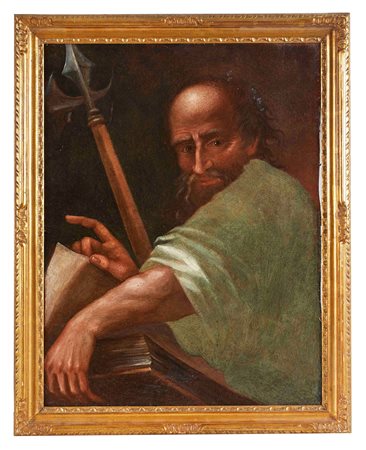  "Santo con alabarda" Olio su tela Cm 65x49