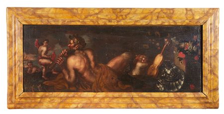  "Coppia di dipinti a soggetto mitologico" Olio su tela Cm cadauno 35x93,5
