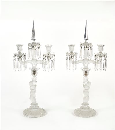 Baccarat  Coppia di candelabri Cristallo Cm 62x28,5x16