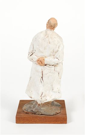 Cleto Tomba (Castel San Pietro Terme, 19/08/1898 - Bologna, 29/11/1987) "Dottore"  Scultura in terracotta policroma Cm 20x10x9