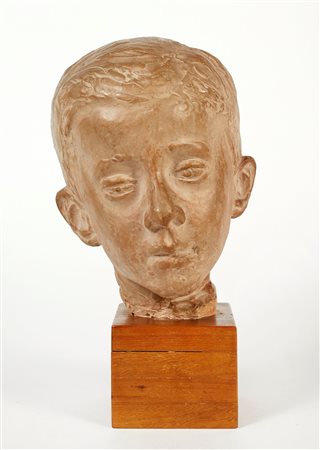 Cleto Tomba (Castel San Pietro Terme, 19/08/1898 - Bologna, 29/11/1987) "Marco" 1940Scultura in terracotta policroma Cm 32x16x19