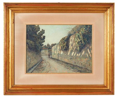Gino Romiti (Livorno, 05/05/1881 - Livorno, 19/09/1967) “Senza titolo” Olio su cartone Cm 40x30