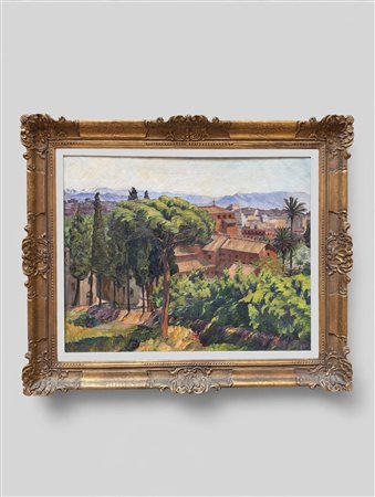 Ettore Cosomati (Napoli, 24/12/1873 - Milano, 14/02/1960)  "Paesaggio" Olio su tela Cm 58x73,5