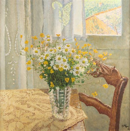 FILIPPO APE<BR>Genova 1930<BR>"Fiori di campo-nel vaso di vetro" 1992