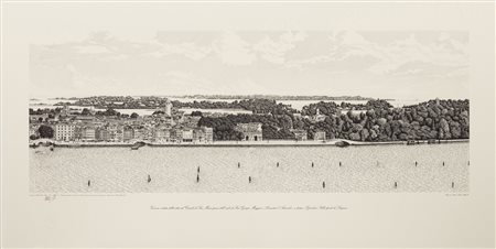 Guido Albanello (1952)
Venezia: veduta della città sul Canale di San Marco presa dall’isola di San Giorgio Maggiore. A sinistra l’Arsenale e, a destra, i Giardini. Sullo sfondo la Laguna