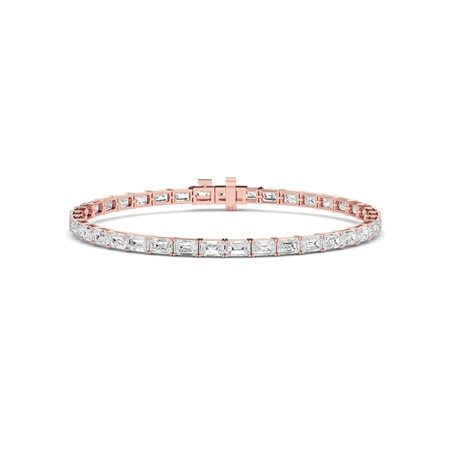 BRACCIALE TENNIS IN ORO ROSA 14K CON DIAMANTI LAB GROWN SMERALDO 5.39 CT - DOC-0034582-0031