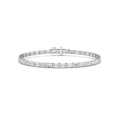 BRACCIALE TENNIS IN ORO BIANCO 14K CON DIAMANTI LAB GROWN SMERALDO 5.39 CT - DOC-0034582-0040