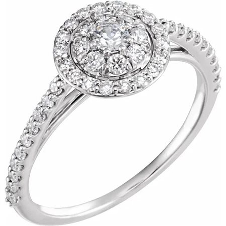 ANELLO IN ORO BIANCO 14 CON PAVE DI BRILLANTI PER 0,75 CT TOTALI - 122023 14K NAT