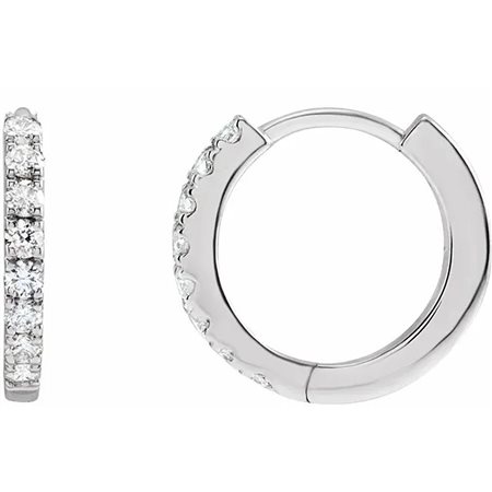 ORECCHINI A CERCHIO DA 12 MM IN ORO BIANCO 14K CON DIAMANTE LAB GROWN DA 0,20 CT. - 653726