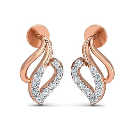 ORECCHINI A LOBO IN ORO ROSA 14K CON DIAMANTI DI LABORATORIO 0,17 CT - DOC-0012660-0036