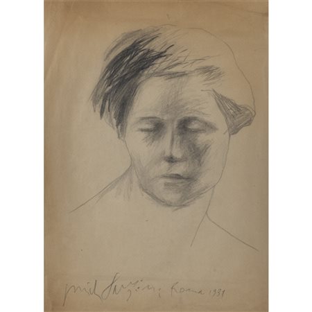 Pericle Fazzini  (*) (Grottammare 1913 - Roma 1987) "Volto di donna" 1931...