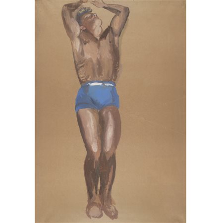 Guglielmo Janni (Roma 1892 - 1958) "Atleta" 1937 147x98 cm. tempera su carta...