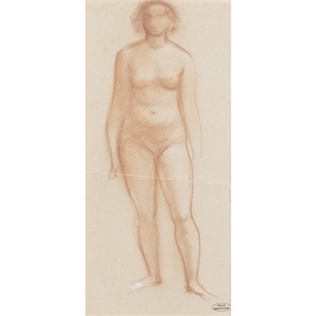 André Derain (Chatou 1880 - Garches 1954) "Nudo in piedi" 37x19 cm. sanguigna...