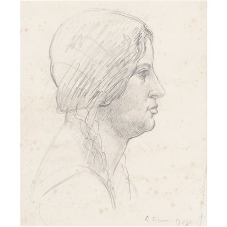 Achille Funi (Ferrara 1890 - Appiano Gentile 1972) "Profilo femminile" 1925...