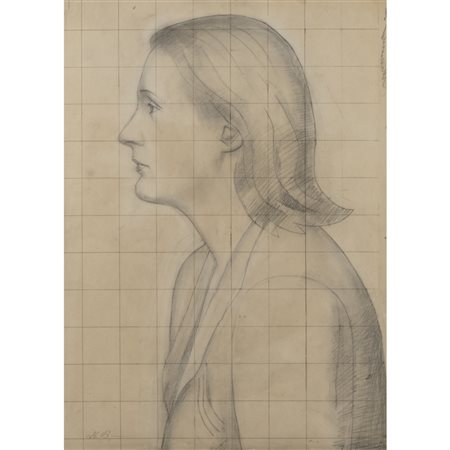 Mario Broglio (Piacenza 1891 - Lucca 1948) "Studio per ritratto" 49x36 cm....