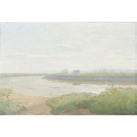 Walter Lazzaro (Roma 1914 - Milano 1989) "Paesaggio fluviale" 1936-37 33x48...