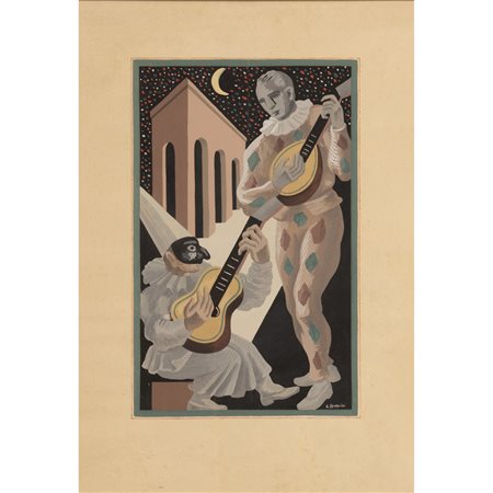 Gino Severini (Cortona 1883 - Parigi 1966) "Serenade à la Lune" 1930 44,5x35...