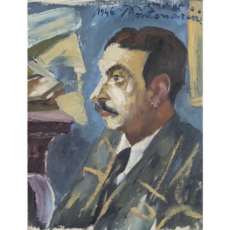 Luigi Montanarini  (*) (Firenze 1906 - Roma 1998) "Autoritratto" 1946 43x33,5 cm....