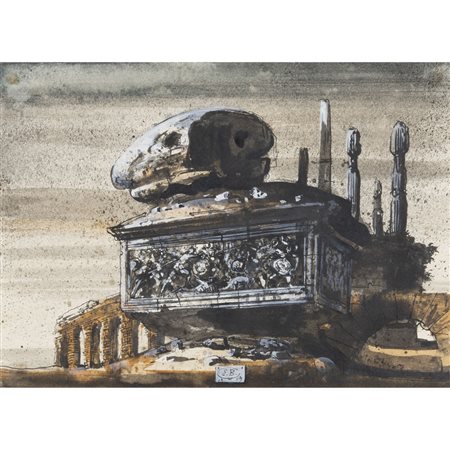 Eugène Berman (Pietroburgo 1899 - Roma 1972) "Bozzetto per scenografia" 1959...