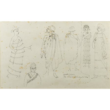 Corrado Cagli (Ancona 1910 - Roma 1976) "Studi per Semiramide - Mantello...