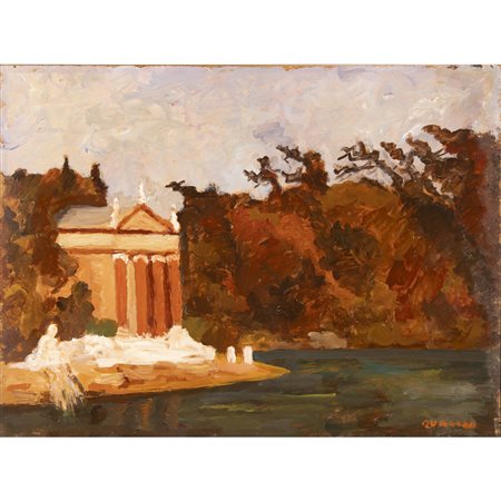 Carlo Quaglia (Terni 1903 - Roma 1970) "Villa Borghese" anni '60 45x60 cm....