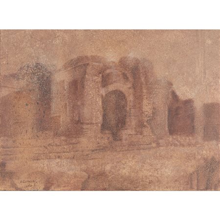 Carlo Guarienti (Treviso 1923 - Roma 2023) "Rovine romane" 2000 50x68 cm....