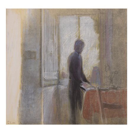 Franco Polizzi (Scicli 1954) "Figura in un interno" 1990 42x40 cm. pastelli...