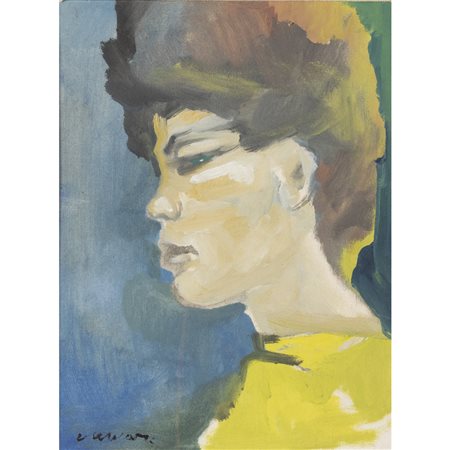 Mino Maccari (Siena 1898 - Roma 1989) "Profilo di donna" 40x30 cm. olio su...
