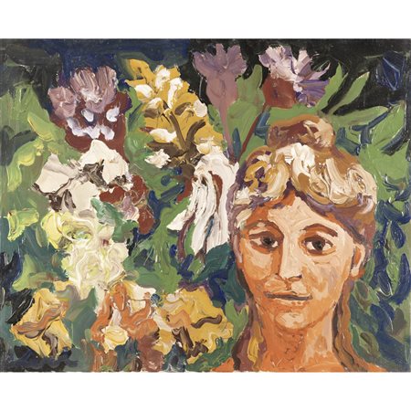 Carlo Levi (Torino 1902 - Roma 1975) "Ritratto femminile" 1965 50,5x61,5 cm....