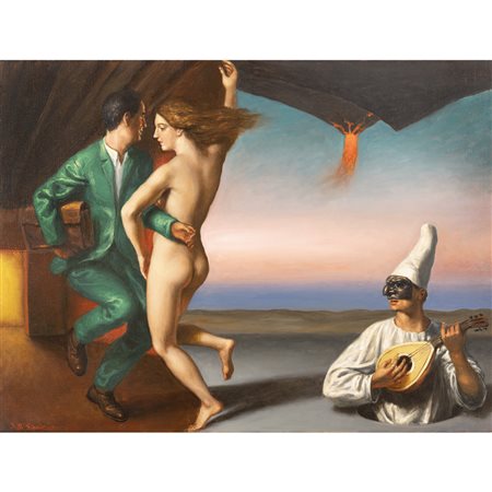 Stefano Di Stasio (Napoli 1948) "Festa improvvisa" 2005 60x80 cm. olio su...