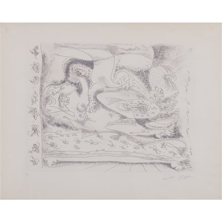 André Masson (Balagny-sur-Thérain 1896 - Parigi 1987) "Dans l'alcove hantée"...