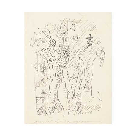 André Masson (Balagny-sur-Thérain 1896 - Parigi 1987) "Flagellazione" 25,5x20...
