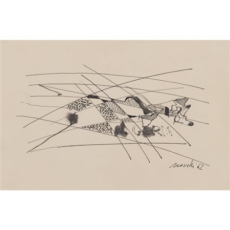 Gastone Novelli (Vienna 1925 - Milano 1968) "Algeria" 1962 16x25 cm. china su...
