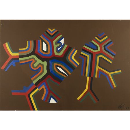 Corrado Cagli (*) (Ancona 1910 - Roma 1976) "Composizione" 1967 71x100 cm. olio...