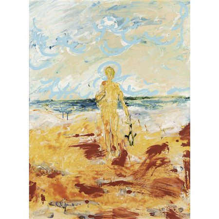 Mario Schifano (Homs 1934 - Roma 1998) "Al mare" 1986 80x60 cm. smalto e...