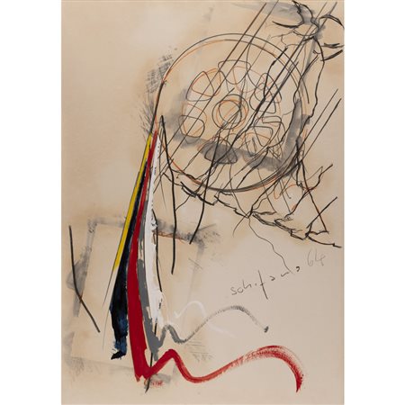 Mario Schifano (Homs 1934 - Roma 1998) "Senza titolo" 1964 100x70 cm. tecnica...