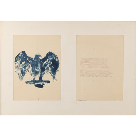 Franco Angeli (Roma 1935 - 1988) "Cimitero francese" 1963 21x15,5 cm. l'uno...