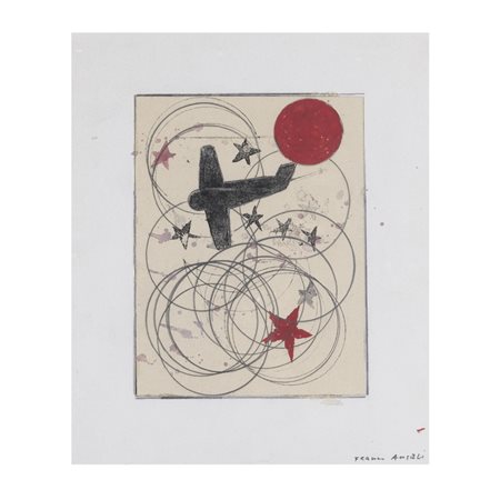 Franco Angeli (Roma 1935 - 1988) "Senza titolo" metà anni '80 30,4x26,7 cm....