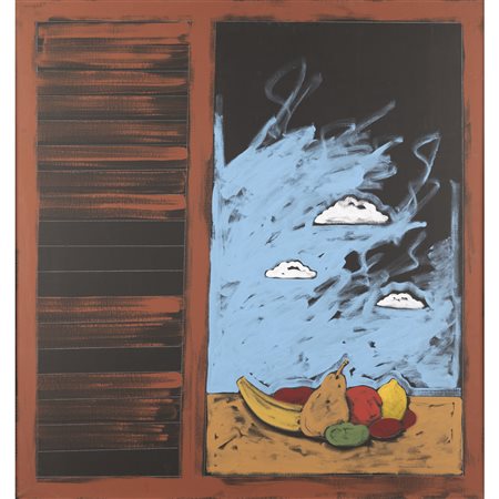 Tano Festa (Roma 1938 - 1988) "Senza titolo" 1986 95,5x90 cm. tecnica mista...
