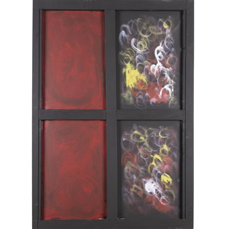 Tano Festa (*) (Roma 1938 - 1988) "Finestra" 1986 100x70 cm. acrilico e legno su...