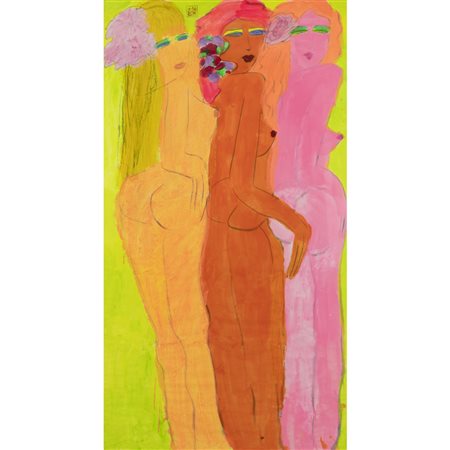 Ting Walasse (Shangai 1929 - New York 2010) "Three beauties" 178 x 96,5 cm....