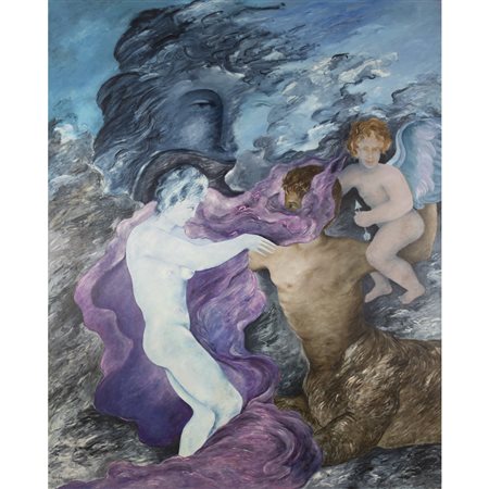 Aulo Guidi (Volterra 1939 - 2012) "Il luogo di Eros" 1985 180,5x145 cm. olio...