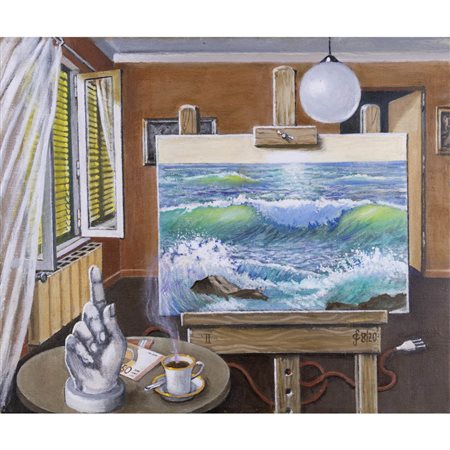 Sergio Ceccotti (Roma 1935) "Il mare dipinto II" 2020 50x60 cm. oilio su tela...