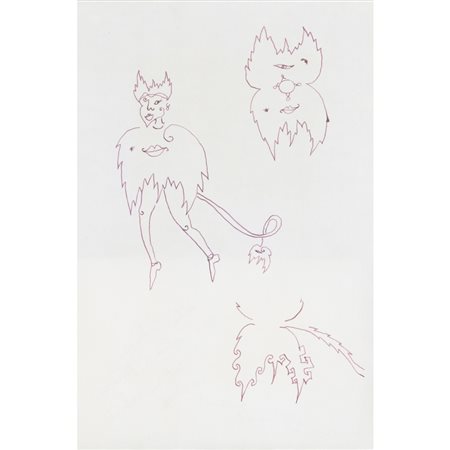 Luigi Ontani (Vergata 1943) "Senza titolo" 1988 30x25 cm. china su carta...