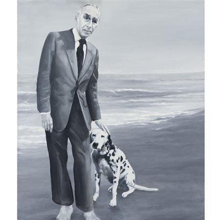 Gian Marco Montesano (Torino 1949) "Patrick con Leo" 1993 70x60 cm. olio su...