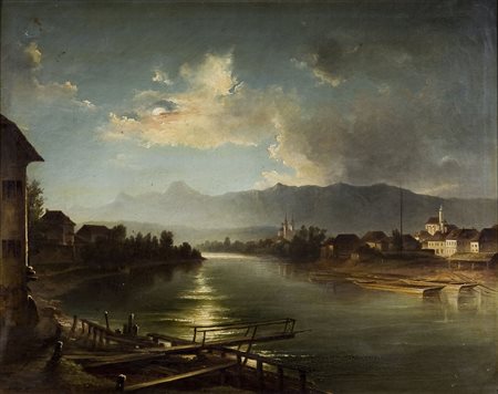 Anton Schiffer (1811-1876) Senza titolo Olio su tela cm 50x63,3 Firma in...